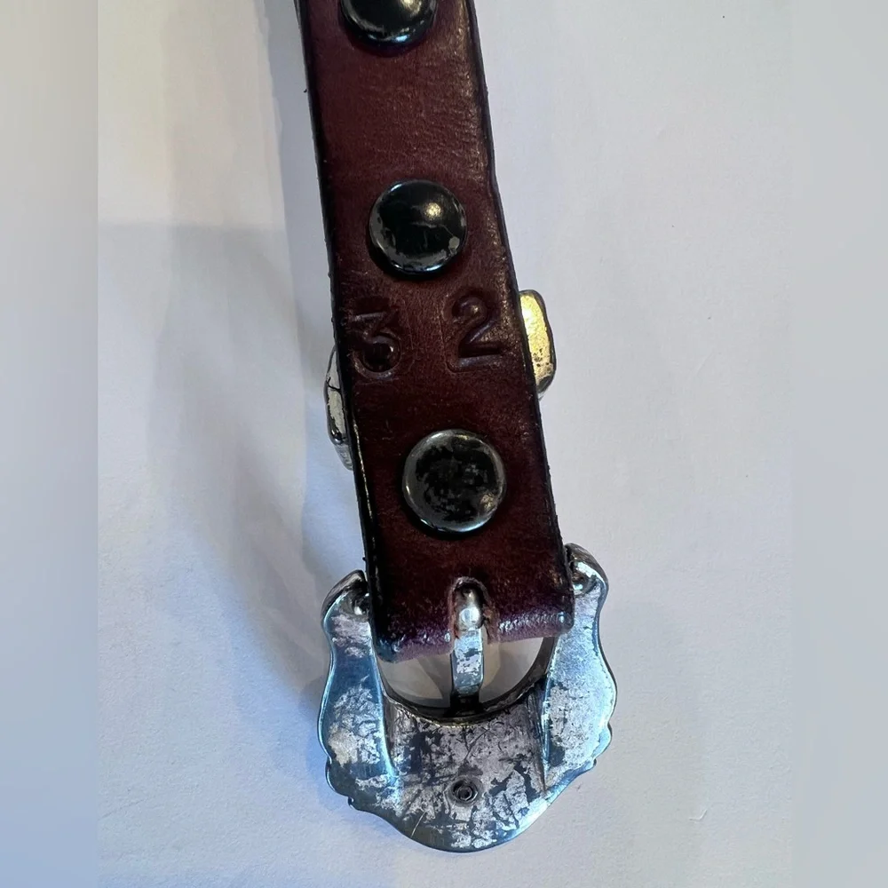 Southwestern Distressed from Age Brown Leather Belt Sz 32